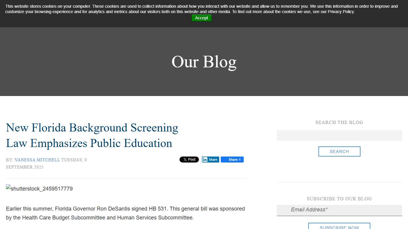 New Florida Background Screening Law Emphasizes Public Education